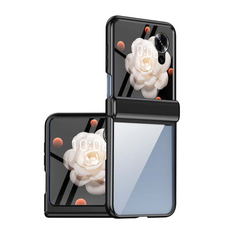 For Honor Magic V Flip Plating Transparent Folding Hinged Phone Case(Black) - Honor Cases by PMC TechLife | Online Shopping South Africa | PMC TechLife | Buy Now Pay Later Mobicred