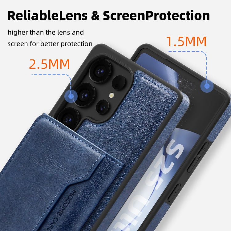 For Samsung Galaxy S25 5G Shield Multi-functional MagSafe Card Bag Phone Case(Blue) - Galaxy S25 5G Cases by PMC Jewellery | Online Shopping South Africa | PMC Jewellery | Buy Now Pay Later Mobicred
