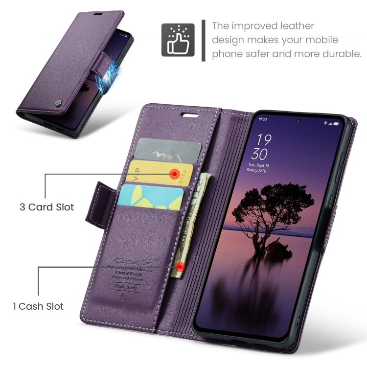 For OPPO Reno12 Pro 5G Global CaseMe 023 Butterfly Buckle Litchi Texture RFID Anti-theft Leather Phone Case(Purple) - Reno12 Pro Cases by CaseMe | Online Shopping South Africa | PMC Jewellery | Buy Now Pay Later Mobicred