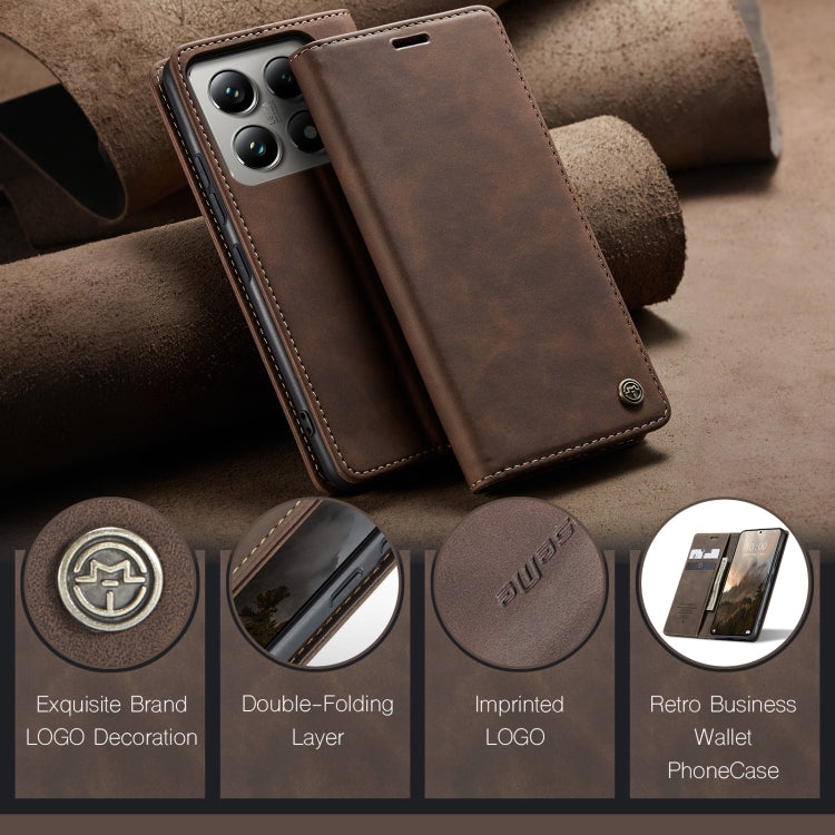 For Xiaomi 14T Pro CaseMe 013 Multifunctional Horizontal Flip Leather Phone Case(Coffee) - 14T Pro Cases by CaseMe | Online Shopping South Africa | PMC Jewellery | Buy Now Pay Later Mobicred