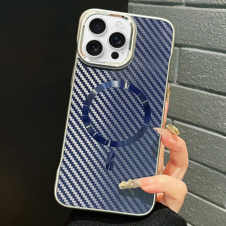 For iPhone 15 Pro Max AG Carbon Fiber Frameless MagSafe Phone Case(Blue) - iPhone 15 Pro Max Cases by PMc TechLife | Online Shopping South Africa | PMc TechLife | Buy Now Pay Later Mobicred