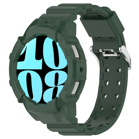 For Samsung Galaxy Watch 7 40mm Armor Silicone Watch Band with Watch Case Set(Green) - Watch Bands by PMC Jewellery | Online Shopping South Africa | PMC Jewellery | Buy Now Pay Later Mobicred