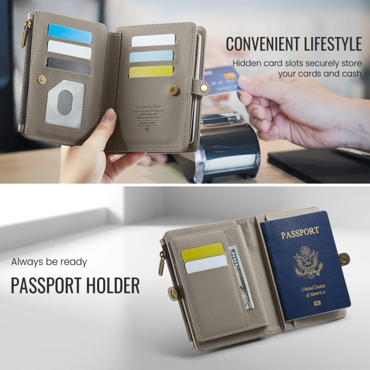 CaseMe-Me60 Multi-functional Anti-theft Swipe Passport Wallet(Grey) -  by CaseMe | Online Shopping South Africa | PMC Jewellery | Buy Now Pay Later Mobicred