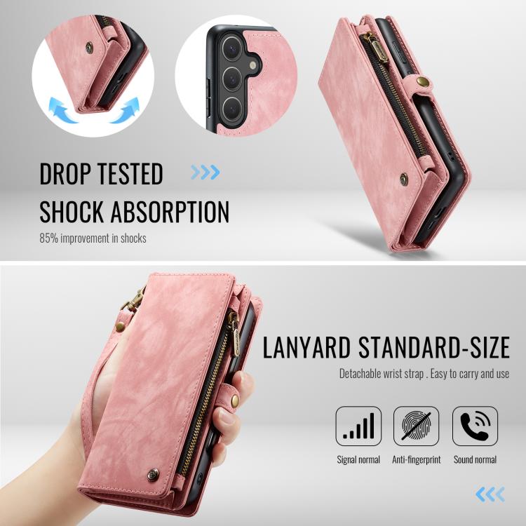 For Samsung Galaxy S25+ 5G CaseMe 008 Detachable Multifunctional Leather Phone Case(Pink) - Galaxy S25+ 5G Cases by CaseMe | Online Shopping South Africa | PMC Jewellery | Buy Now Pay Later Mobicred