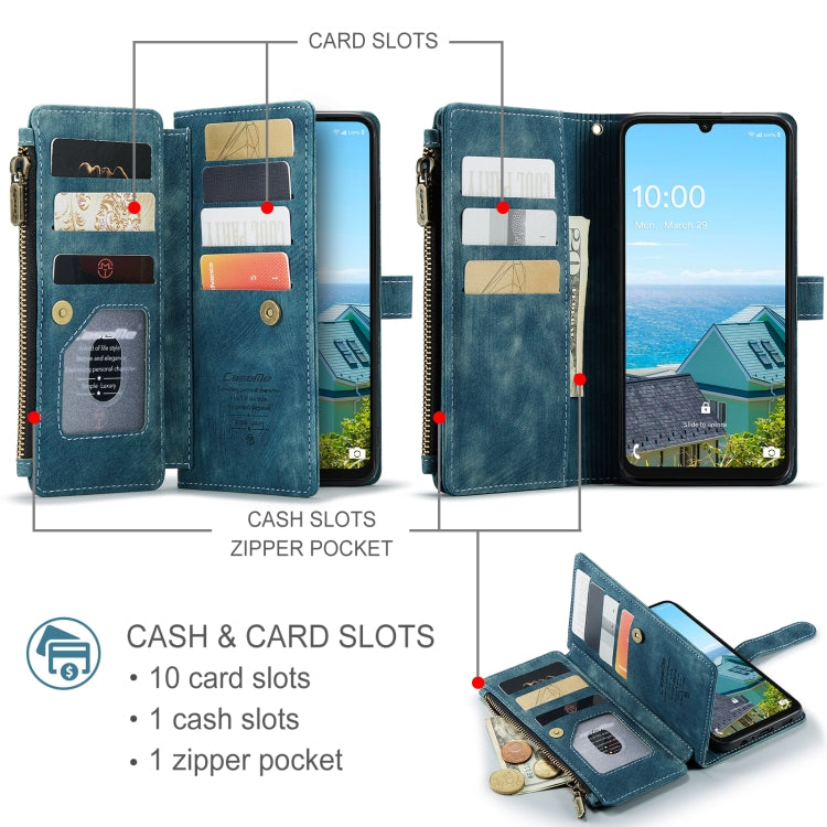 For Samsung Galaxy A16 5G CaseMe C30 Card Slots Zipper Wallet Leather Phone Case(Blue) - Galaxy Phone Cases by CaseMe | Online Shopping South Africa | PMC Jewellery | Buy Now Pay Later Mobicred