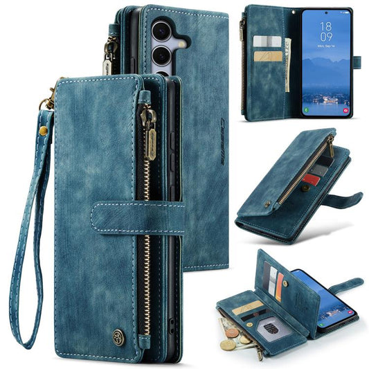 For Samsung Galaxy S25 5G CaseMe C30 Card Slots Zipper Wallet Leather Phone Case(Blue) - Galaxy S25 5G Cases by CaseMe | Online Shopping South Africa | PMC Jewellery | Buy Now Pay Later Mobicred