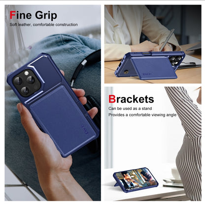 For iPhone 16 Pro ENKAY Hat-Prince Card Slot Wallet TPU Back Leather Phone Case with Lens Film(Dark Blue) - iPhone 16 Pro Max Cases by ENKAY | Online Shopping South Africa | PMC Jewellery | Buy Now Pay Later Mobicred