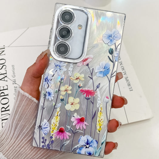 For Samsung Galaxy S25 5G Electroplating Flowers Plants Texture TPU Phone Case(Wildflower FL2) - Galaxy S25 5G Cases by PMC Jewellery | Online Shopping South Africa | PMC Jewellery | Buy Now Pay Later Mobicred