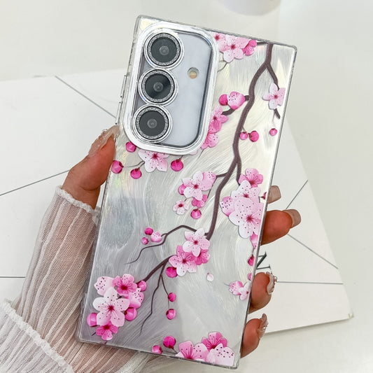 For Samsung Galaxy S25 5G Electroplating Flowers Plants Texture TPU Phone Case(Plum Flower FL6) - Galaxy S25 5G Cases by PMC Jewellery | Online Shopping South Africa | PMC Jewellery | Buy Now Pay Later Mobicred