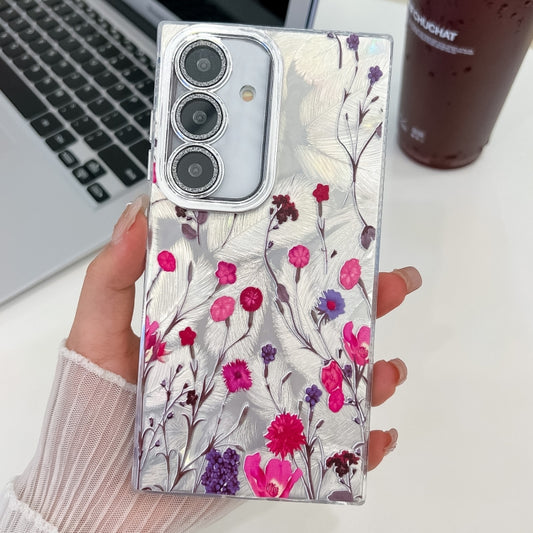 For Samsung Galaxy S25 5G Electroplating Flowers Plants Texture TPU Phone Case(Carnation FL7) - Galaxy S25 5G Cases by PMC Jewellery | Online Shopping South Africa | PMC Jewellery | Buy Now Pay Later Mobicred