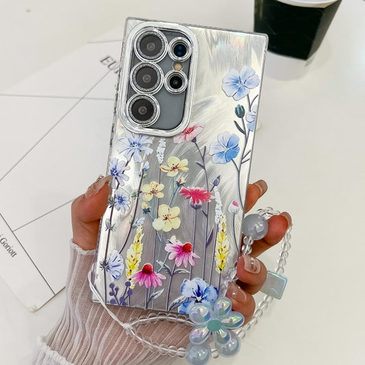 For Samsung Galaxy S25 Ultra 5G Electroplating Flowers Plants Texture Wristband TPU Phone Case(Wildflower FL2) - Galaxy S25 Ultra 5G Cases by PMC Jewellery | Online Shopping South Africa | PMC Jewellery | Buy Now Pay Later Mobicred