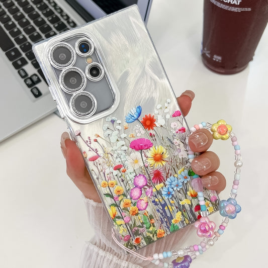 For Samsung Galaxy S25 Ultra 5G Electroplating Flower Texture Wristband TPU Phone Case(Flowers SH4) - Galaxy S25 Ultra 5G Cases by PMC Jewellery | Online Shopping South Africa | PMC Jewellery | Buy Now Pay Later Mobicred