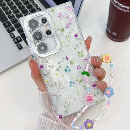 For Samsung Galaxy S25 Ultra 5G Electroplating Flower Texture Wristband TPU Phone Case(Wild Chrysanthemum SH5) - Galaxy S25 Ultra 5G Cases by PMC Jewellery | Online Shopping South Africa | PMC Jewellery | Buy Now Pay Later Mobicred