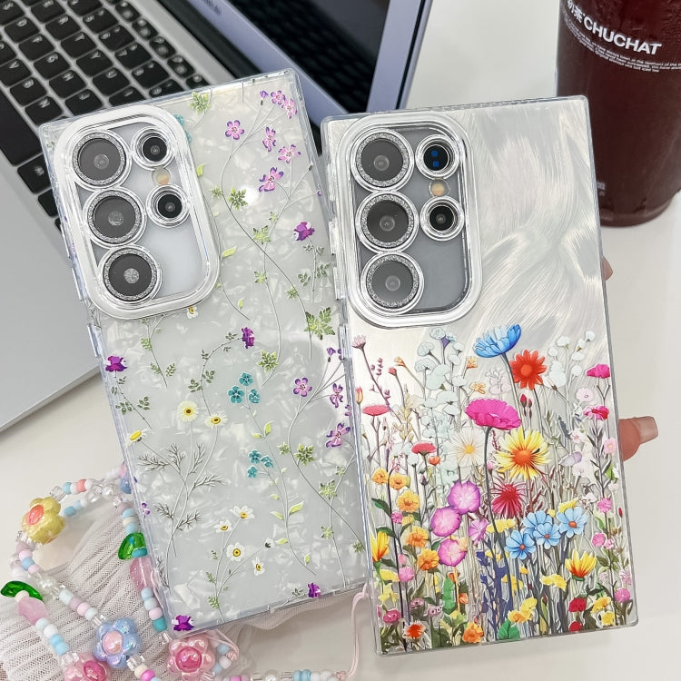 For Samsung Galaxy S25+ 5G Electroplating Flower Texture Wristband TPU Phone Case(Little Wildflower SH3) - Galaxy S25+ 5G Cases by PMC Jewellery | Online Shopping South Africa | PMC Jewellery | Buy Now Pay Later Mobicred