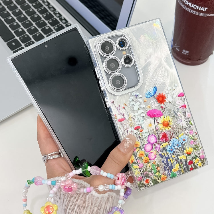 For Samsung Galaxy S25+ 5G Electroplating Flower Texture Wristband TPU Phone Case(Little Wildflower SH3) - Galaxy S25+ 5G Cases by PMC Jewellery | Online Shopping South Africa | PMC Jewellery | Buy Now Pay Later Mobicred