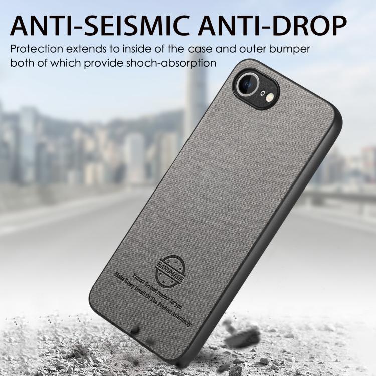 For iPhone 16e Twill Fabric Leather Skin Back Phone Case(Gray) - iPhone 16e Cases by PMC TechLife | Online Shopping South Africa | PMC TechLife | Buy Now Pay Later Mobicred
