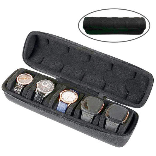 Portable 5 Watch Position Zipper Display Storage Box Hard Case - Watch Storages by PMC Jewellery | Online Shopping South Africa | PMC Jewellery | Buy Now Pay Later Mobicred