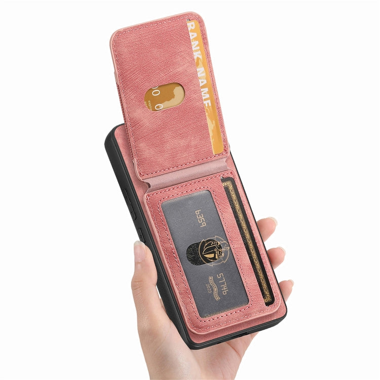 For Samsung Galaxy S25+ 5G Retro Splitable Magnetic Stand Card Bag Leather Phone Case(Pink) - Galaxy S25+ 5G Cases by PMC Jewellery | Online Shopping South Africa | PMC Jewellery | Buy Now Pay Later Mobicred