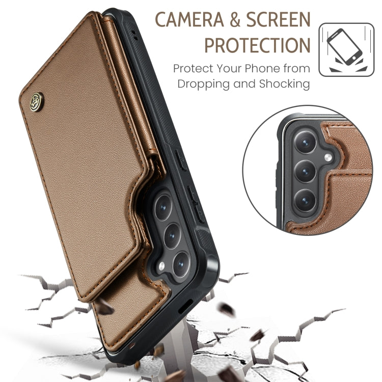 For Samsung Galaxy S25 5G CaseMe C22 Card Slots Holder RFID Anti-theft Phone Case(Brown) - Galaxy S25 5G Cases by CaseMe | Online Shopping South Africa | PMC Jewellery | Buy Now Pay Later Mobicred