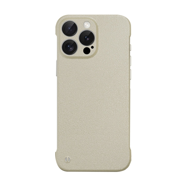 For iPhone 16 Pro Frameless Litchi Texture PC Phone Case(Light Yellow) - iPhone 16 Pro Cases by PMc TechLife | Online Shopping South Africa | PMc TechLife | Buy Now Pay Later Mobicred