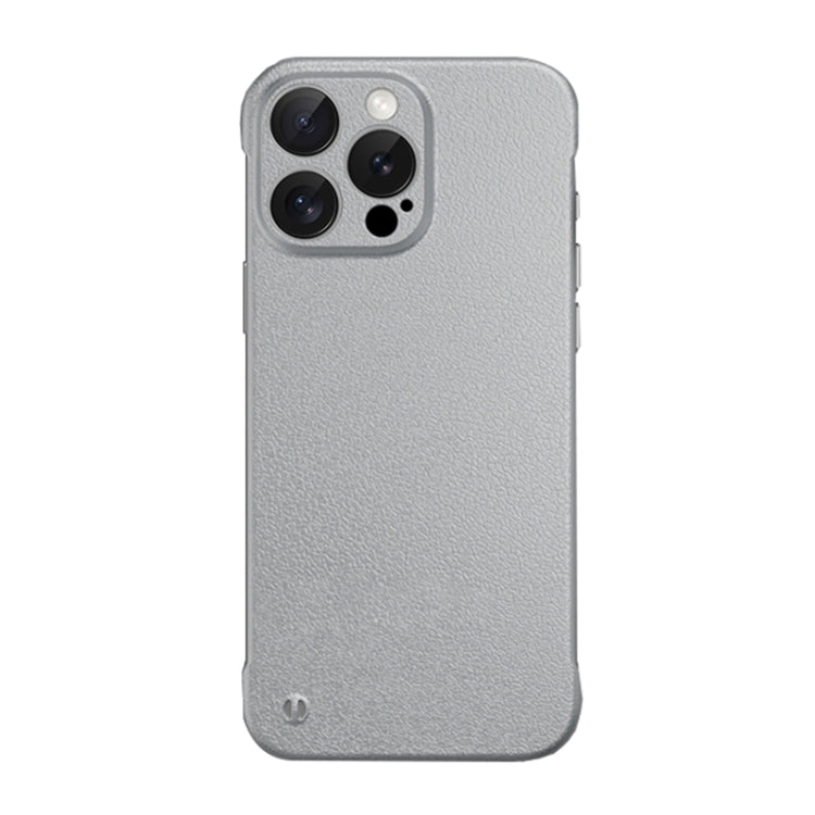 For iPhone 15 Pro Max Frameless Litchi Texture PC Phone Case(Titanium Silver) - iPhone 15 Pro Max Cases by PMc TechLife | Online Shopping South Africa | PMc TechLife | Buy Now Pay Later Mobicred