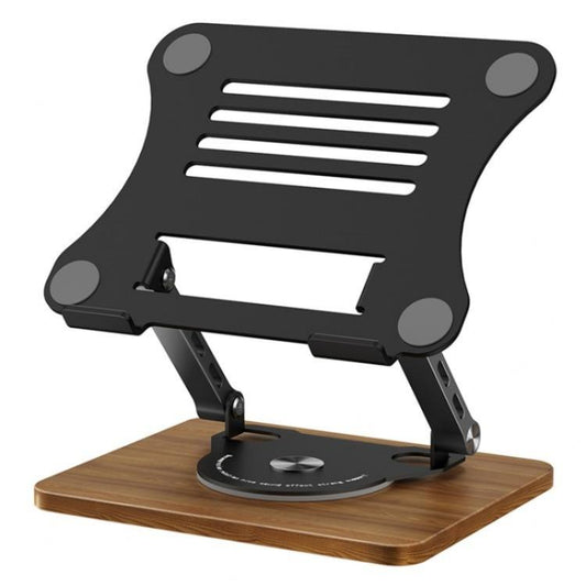 J31 Foldable 360-Degree Rotating Laptop Metal Wood Cooling Stand(Black) - Laptop Stand by PMC Jewellery | Online Shopping South Africa | PMC Jewellery | Buy Now Pay Later Mobicred