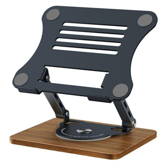 J31 Foldable 360-Degree Rotating Laptop Metal Wood Cooling Stand(Grey) - Laptop Stand by PMC Jewellery | Online Shopping South Africa | PMC Jewellery | Buy Now Pay Later Mobicred