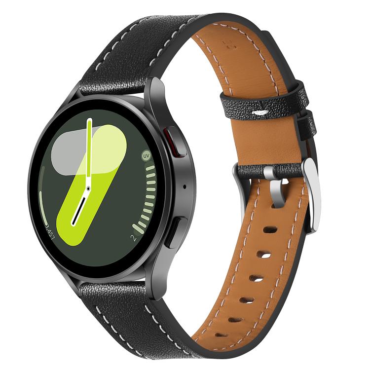 18mm Push Button Silver Steel Buckle Genuine Leather Watch Band(Black) - free shipping - PMC TechLife - Order now!