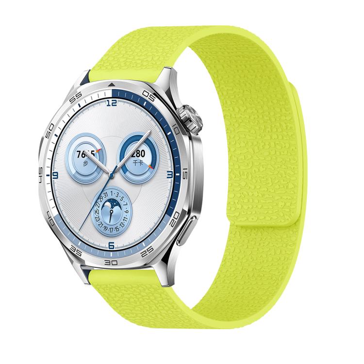 20mm Lychee Texture Soft Magnetic Silicone Watch Band(Fluorescent Green) - free shipping - PMC TechLife - Order now!