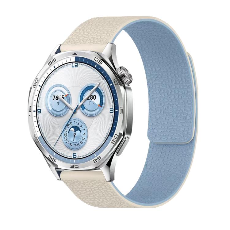 20mm Lychee Texture Soft Magnetic Silicone Watch Band(White Blue) - free shipping - PMC TechLife - Order now!