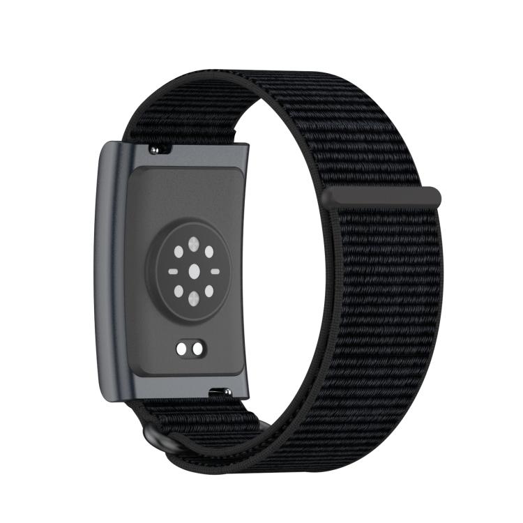 For Amazfit Helio Strap Metal Ring Two Sections Nylon Hook and Loop Fastener Watch Band(Deep Black) - free shipping - PMC TechLife - Order now!