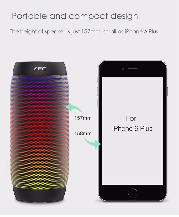 AEC BQ615 PRO Colorful LED Wireless HiFi Stereo Speaker, Combines Bluetooth + TF card player + FM radio + AUX + NFC - free shipping - PMC Jewellery - Order now!