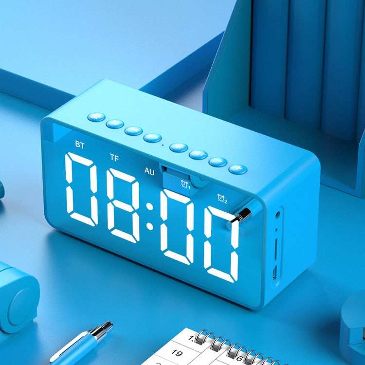 AEC BT506 Speaker with Mirror, LED Clock Display, Dual Alarm Clock, Snooze, HD Hands-free Calling, HiFi Stereo(Blue) - Desktop Speaker by AEC | Online Shopping South Africa | PMC Jewellery | Buy Now Pay Later Mobicred