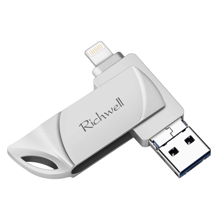 Richwell DXZ66 USB Flash Disk 16G 3 in 1 Micro USB + 8 Pin + USB 3.0 Compatible IPhone & IOS(Silver) - U Disk & Card Reader by Richwell | Online Shopping South Africa | PMC Jewellery | Buy Now Pay Later Mobicred