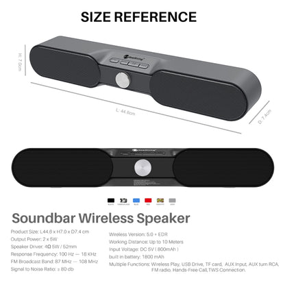 New Rixing NR4017 Portable 10W Stereo Surround Soundbar Bluetooth Speaker with Microphone(Music Melody) - Desktop Speaker by NewRixing | Online Shopping South Africa | PMC Jewellery | Buy Now Pay Later Mobicred