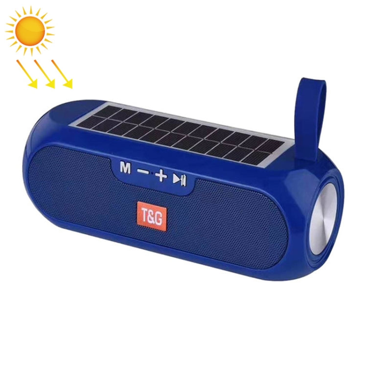 T&G TG182 Portable Column Wireless Stereo Music Box Solar Power waterproof USB AUX FM radio super bass(Blue) - Desktop Speaker by T&G | Online Shopping South Africa | PMC Jewellery | Buy Now Pay Later Mobicred