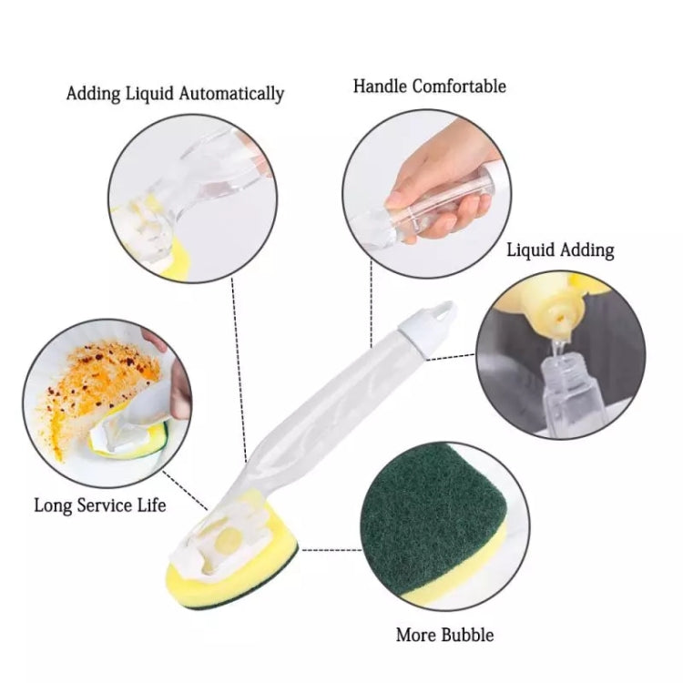 Kitchen Plastic Long Handle Cleaning Brush Automatic Adding Liquid Brush Removable Sponge Brush(With 1pcs head) - Sponges, Cloths & Brushes by PMc TechLife | Online Shopping South Africa | PMc TechLife | Buy Now Pay Later Mobicred