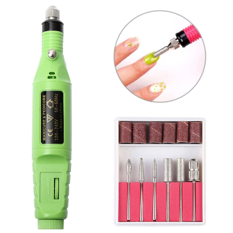 1 Set Power Professional Electric Manicure Machine Pen Pedicure Nail File Nail Tools 6 bits Drill Nail Drill Machine(EU Green) - Grinding Tools & Accessories by PMC Jewellery | Online Shopping South Africa | PMC Jewellery | Buy Now Pay Later Mobicred