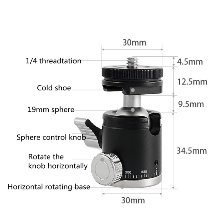 BEXIN K-19 Multifunctional Aluminum Alloy Cold Shoe Ball Head Tripod Mount - free shipping - PMC TechLife - Order now!