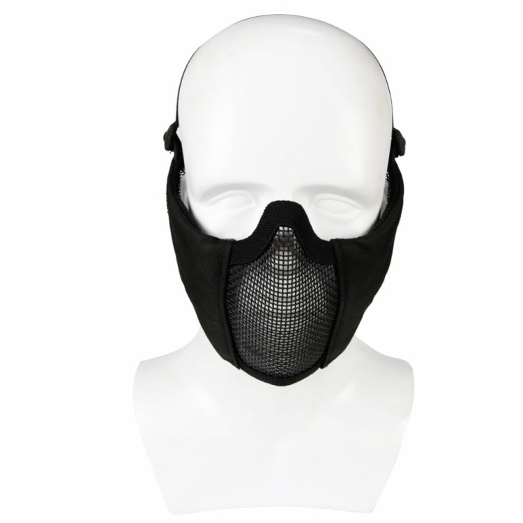 WoSporT Half Face Metal Net Field  Ear Protection Outdoor Cycling Steel Mask(Black) - Protective Helmet & Masks by PMC Jewellery | Online Shopping South Africa | PMC Jewellery | Buy Now Pay Later Mobicred