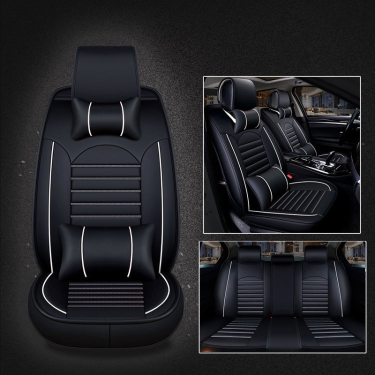 Universal PU Leather Car Seat Cover Black White Deluxe - Seat Accessories by PMC TechLife | Online Shopping South Africa | PMC TechLife | Buy Now Pay Later Mobicred
