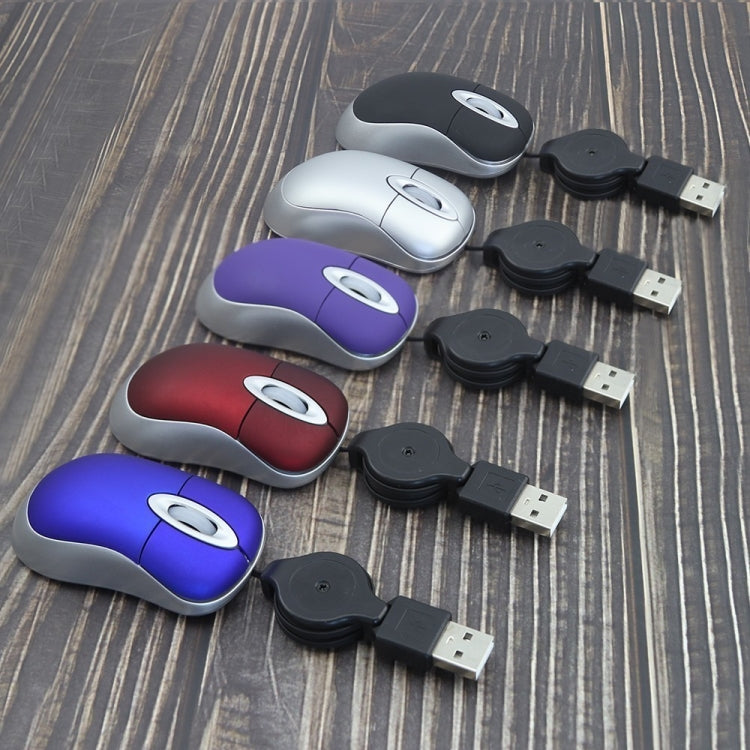 Mini Computer Mouse Retractable USB Cable Optical Ergonomic1600 DPI Portable Small Mice for Laptop(Silver) - free shipping - PMc TechLife - Order now!