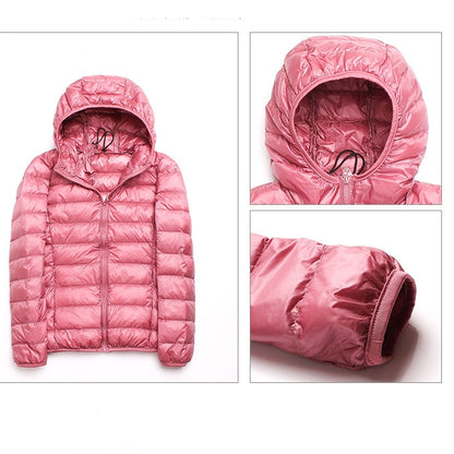 Casual Ultra Light White Duck Down Jacket Women Autumn Winter Warm Coat Hooded Parka, Size:M(Red) - Down Jacket by PMC Jewellery | Online Shopping South Africa | PMC Jewellery