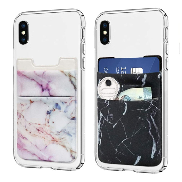 Marble Pattern Road Stretch Phone Back Plastic Card Holder Sticky Phone Clip(Purple  ) - Card & Passport Bags by PMc TechLife | Online Shopping South Africa | PMc TechLife | Buy Now Pay Later Mobicred