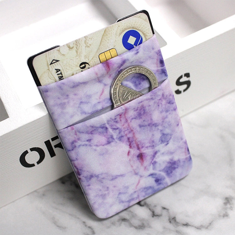 Marble Pattern Road Stretch Phone Back Plastic Card Holder Sticky Phone Clip(Purple  ) - Card & Passport Bags by PMc TechLife | Online Shopping South Africa | PMc TechLife | Buy Now Pay Later Mobicred