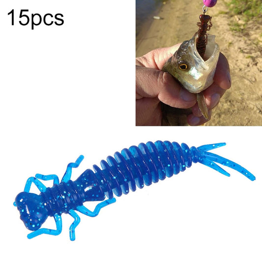 15 PCS 8-color Larvae Silicone Soft Bait Lure Bait, Size:75MM(Blue) - Fishing Lures by PMC Jewellery | Online Shopping South Africa | PMC Jewellery