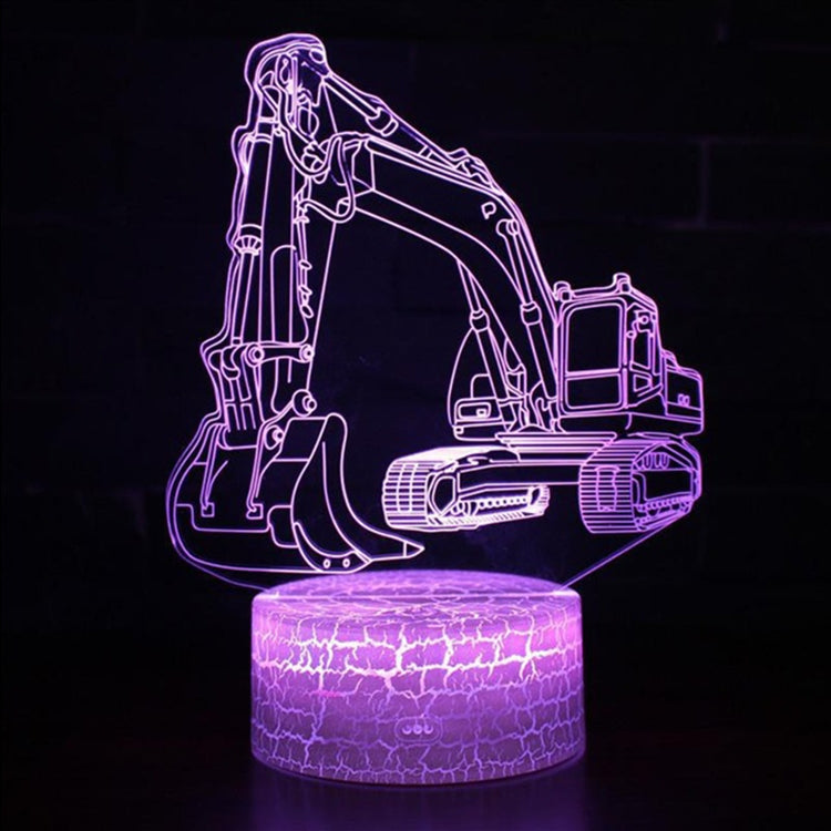 3W Excavator 3D Light Colorful Touch Control Light Creative Small Table Lamp with Crack Base, Style:Touch Switch + Remote Control - Novelty Lighting by PMC TechLife | Online Shopping South Africa | PMC TechLife | Buy Now Pay Later Mobicred