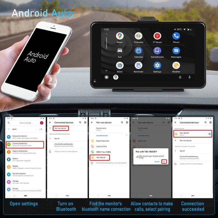 A3135 7 Inch HD Wired Smart Screen With Wireless CarPlay + Android Auto + Android With With 16G Memory Card - Car MP3 & MP4 & MP5 by PMC TechLife | Online Shopping South Africa | PMC TechLife | Buy Now Pay Later Mobicred