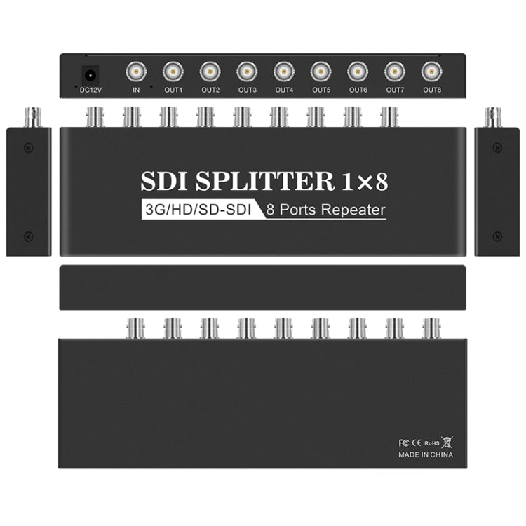 1 In 8 Out SD-SDI / HD-SDI / 3G-SDI Distribution Amplifier Video SDI Splitter(US Plug) - Splitter by PMC Jewellery | Online Shopping South Africa | PMC Jewellery | Buy Now Pay Later Mobicred