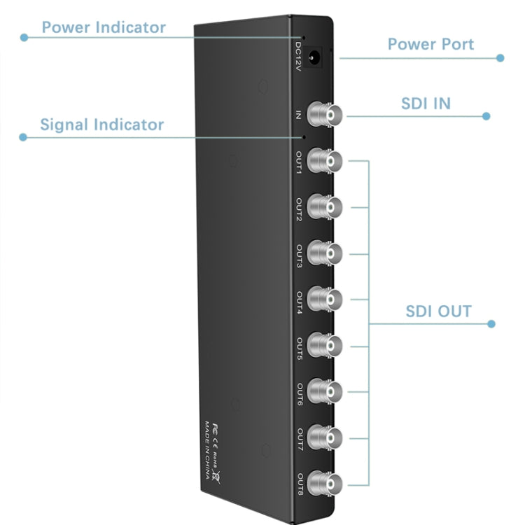 1 In 8 Out SD-SDI / HD-SDI / 3G-SDI Distribution Amplifier Video SDI Splitter(US Plug) - Splitter by PMC Jewellery | Online Shopping South Africa | PMC Jewellery | Buy Now Pay Later Mobicred